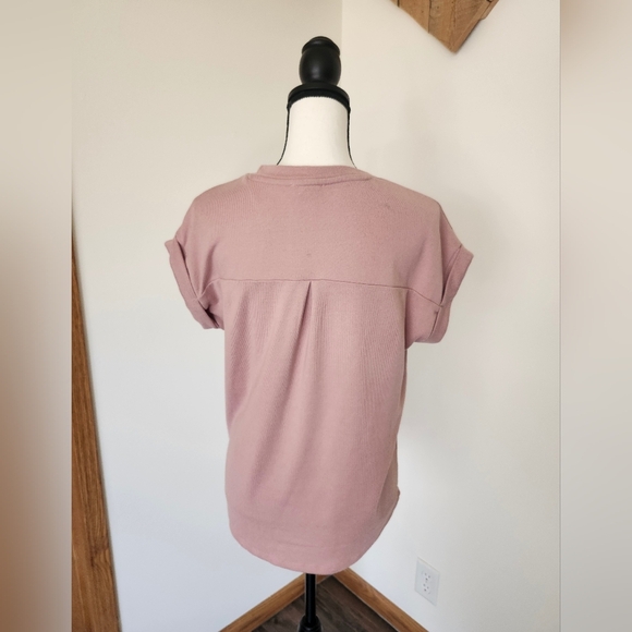 Como Blu Pink Relaxed Boxy Short Sleeve Light Weight Sweater - Picture 3 of 5